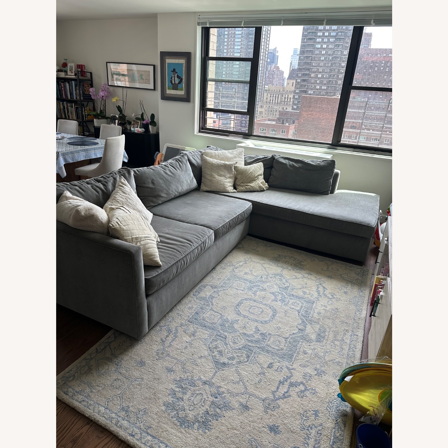 West Elm Dark Gray Fabric 2 Piece Sectional - image-1