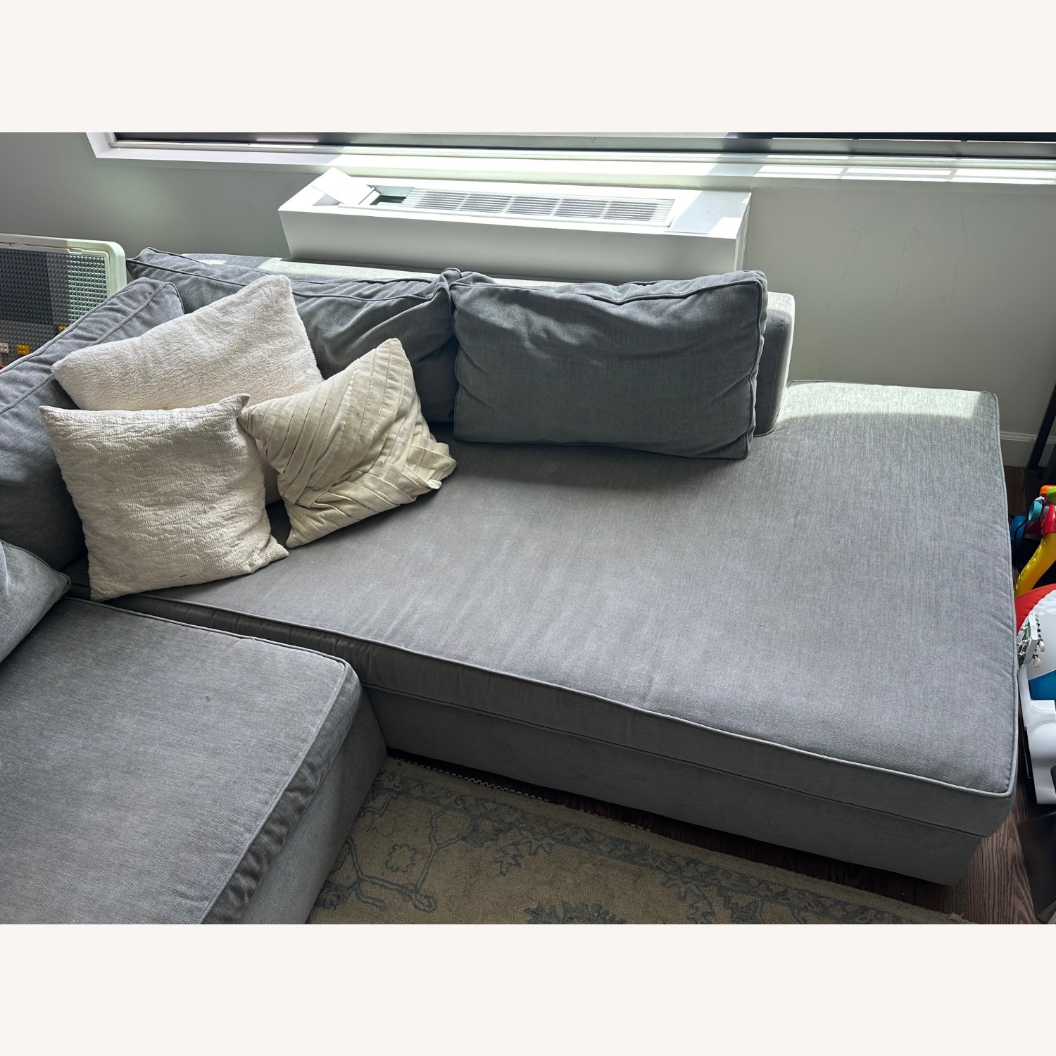 West Elm Dark Gray Fabric 2 Piece Sectional - image-4