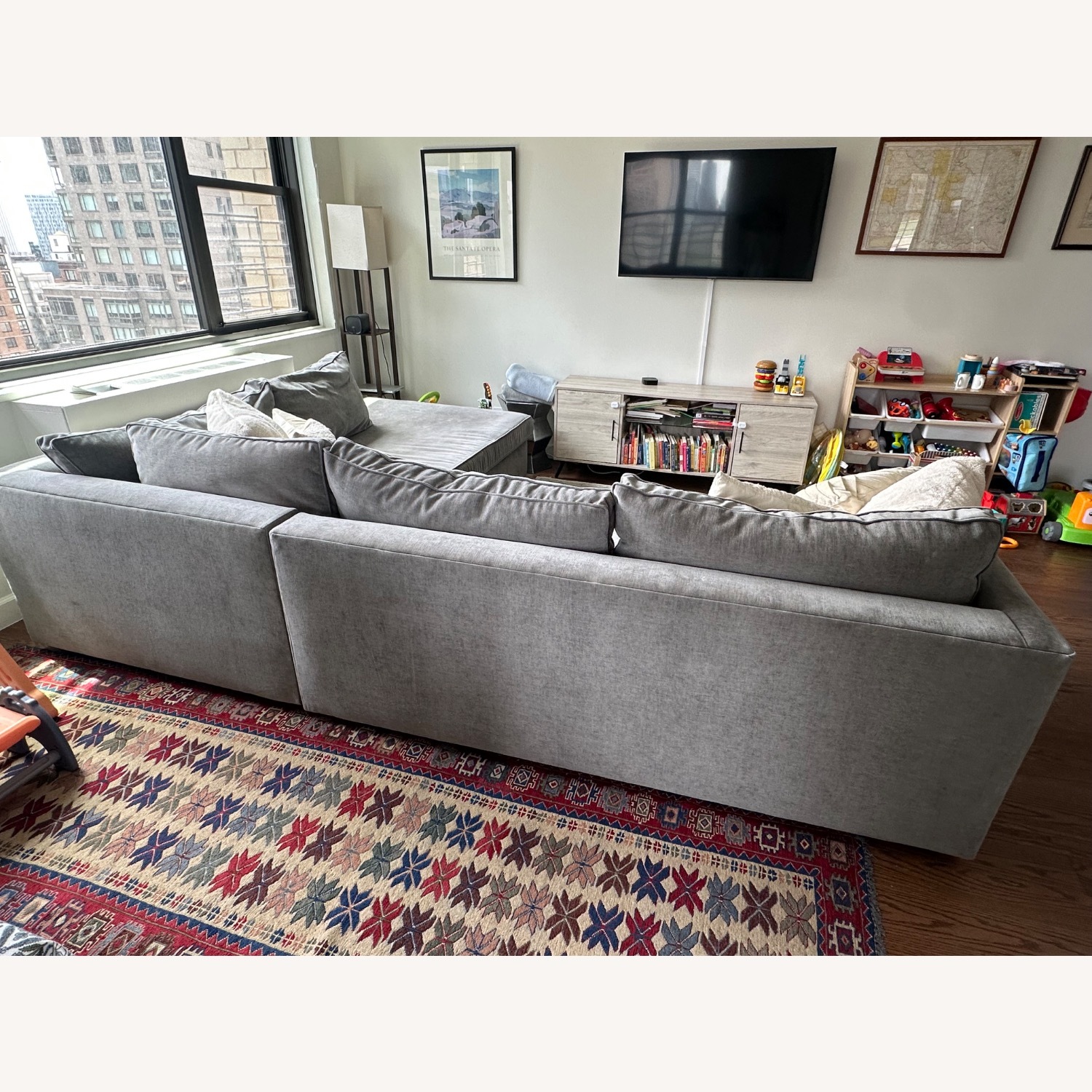 West Elm Dark Gray Fabric 2 Piece Sectional - image-2
