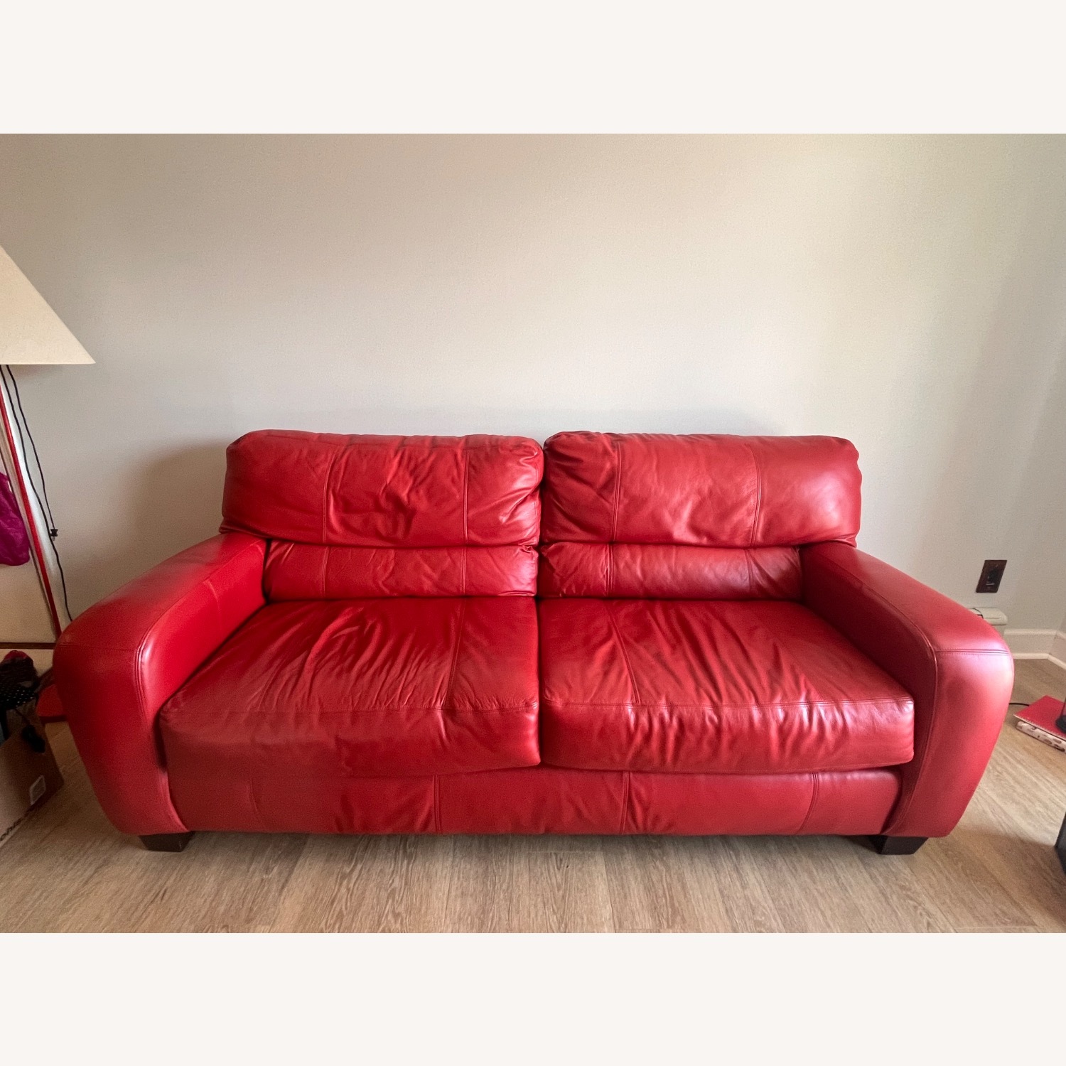 Vibrant Red Leather Sofa - image-1