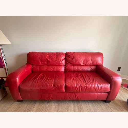 Used Vibrant Red Leather Sofa for sale on AptDeco