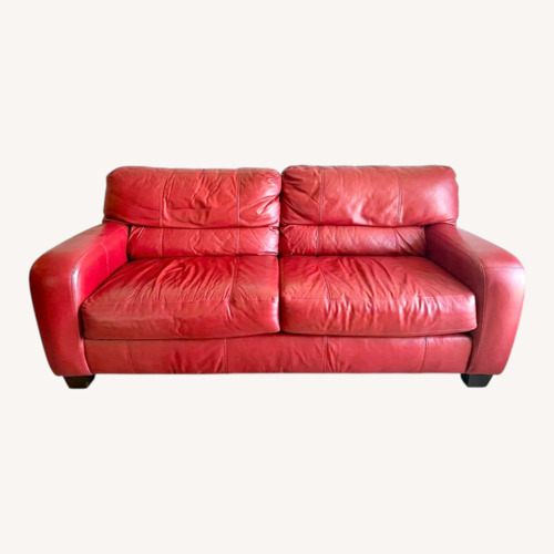 Used Vibrant Red Leather Sofa for sale on AptDeco