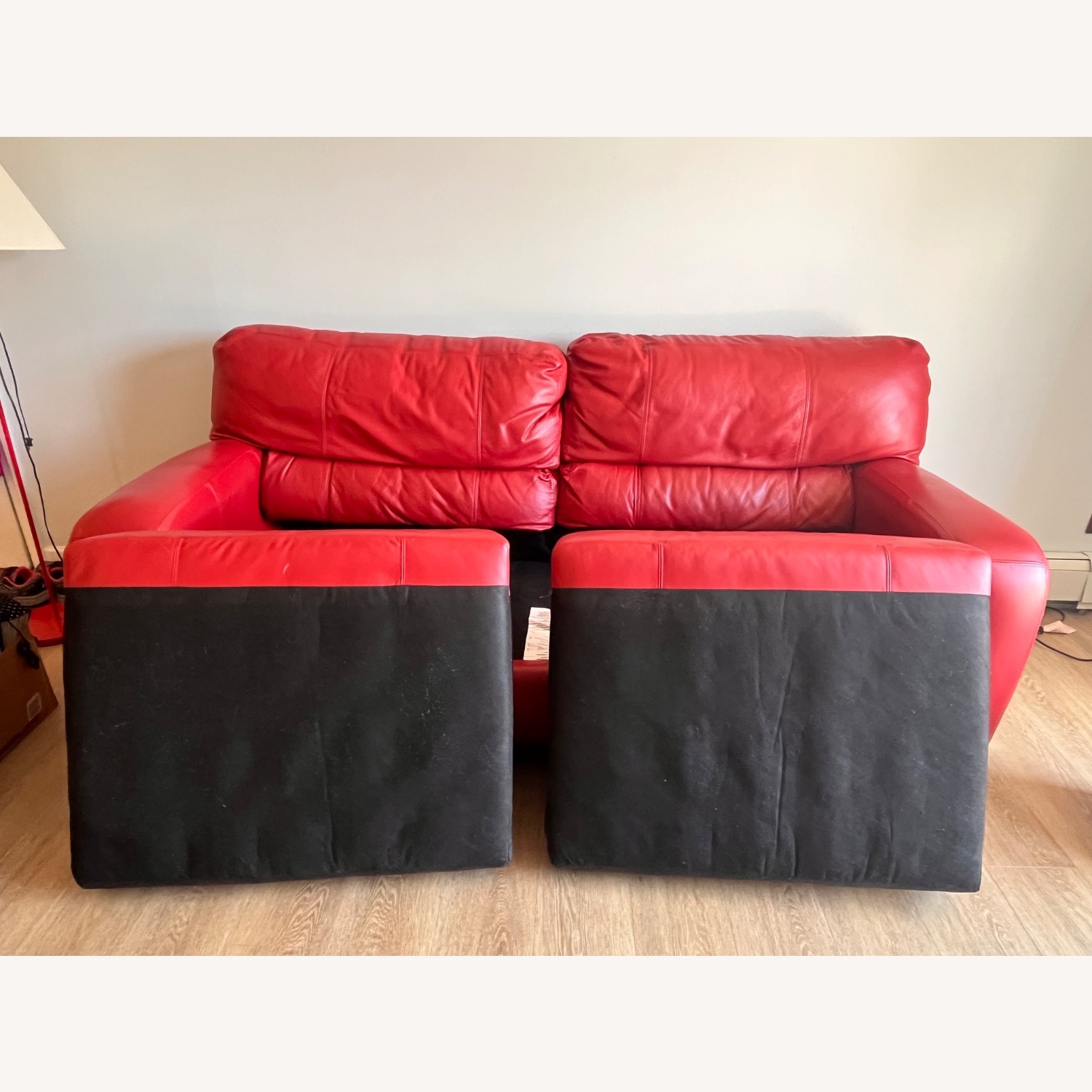 Vibrant Red Leather Sofa - image-2