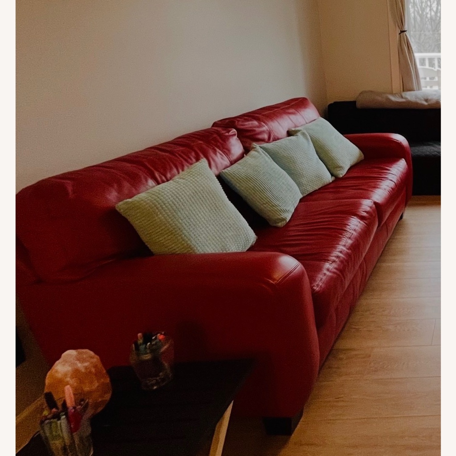 Vibrant Red Leather Sofa - image-6