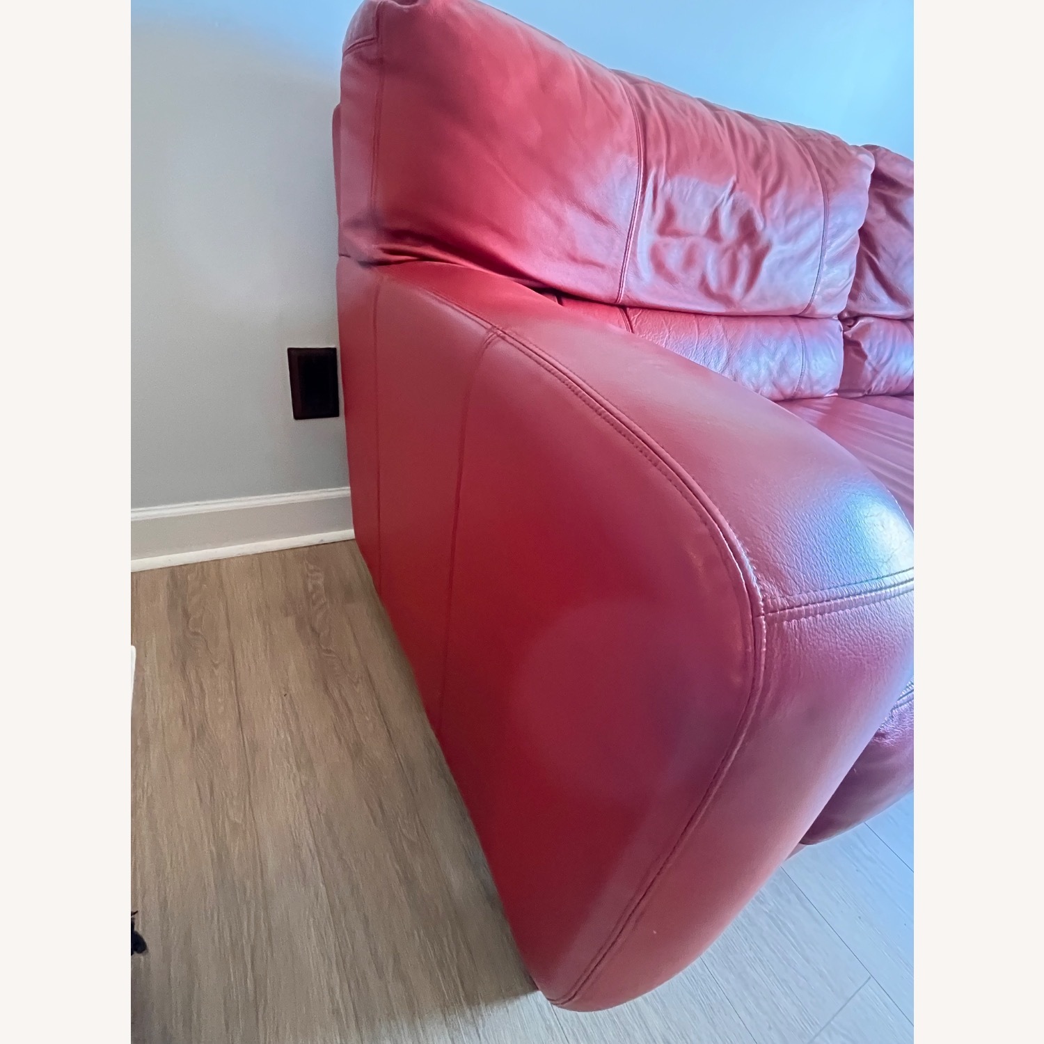 Vibrant Red Leather Sofa - image-3