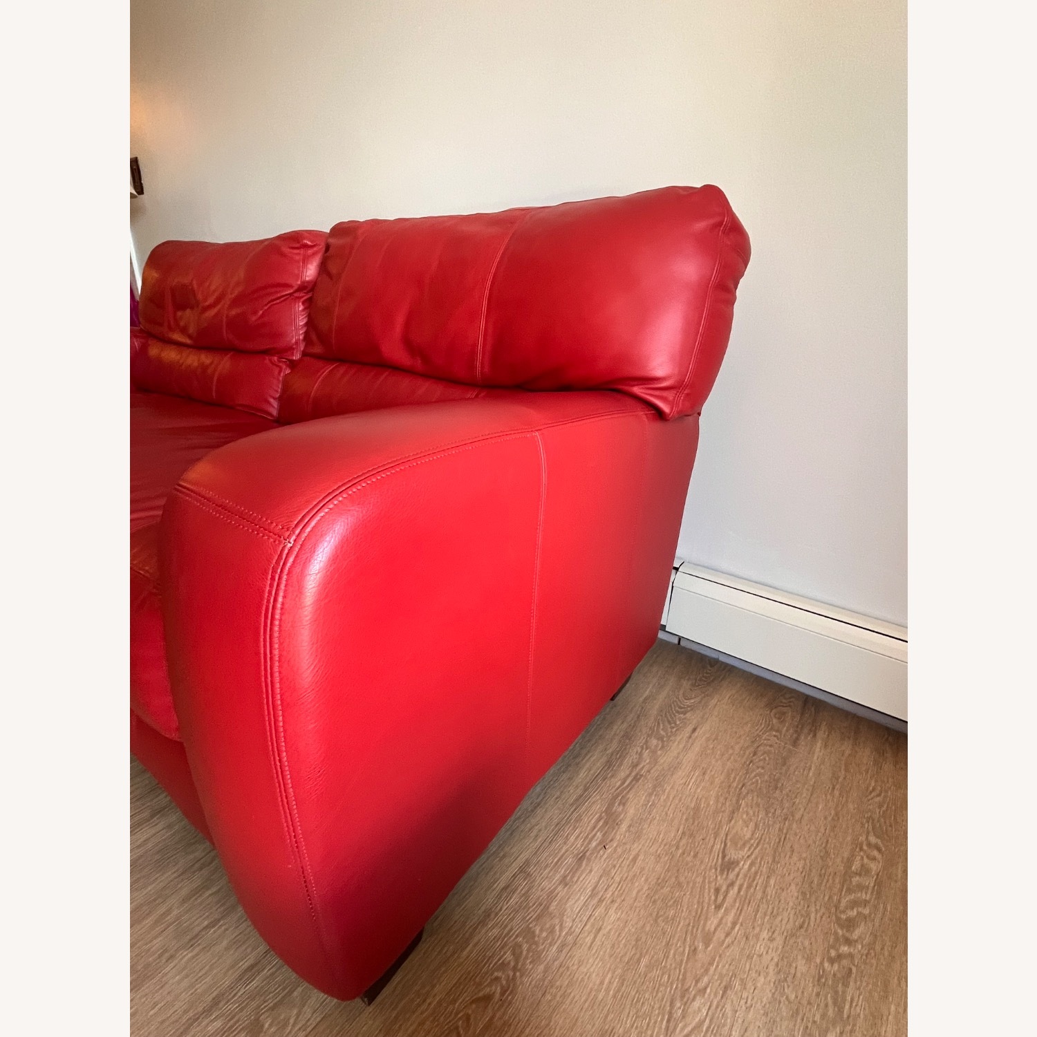 Vibrant Red Leather Sofa - image-4