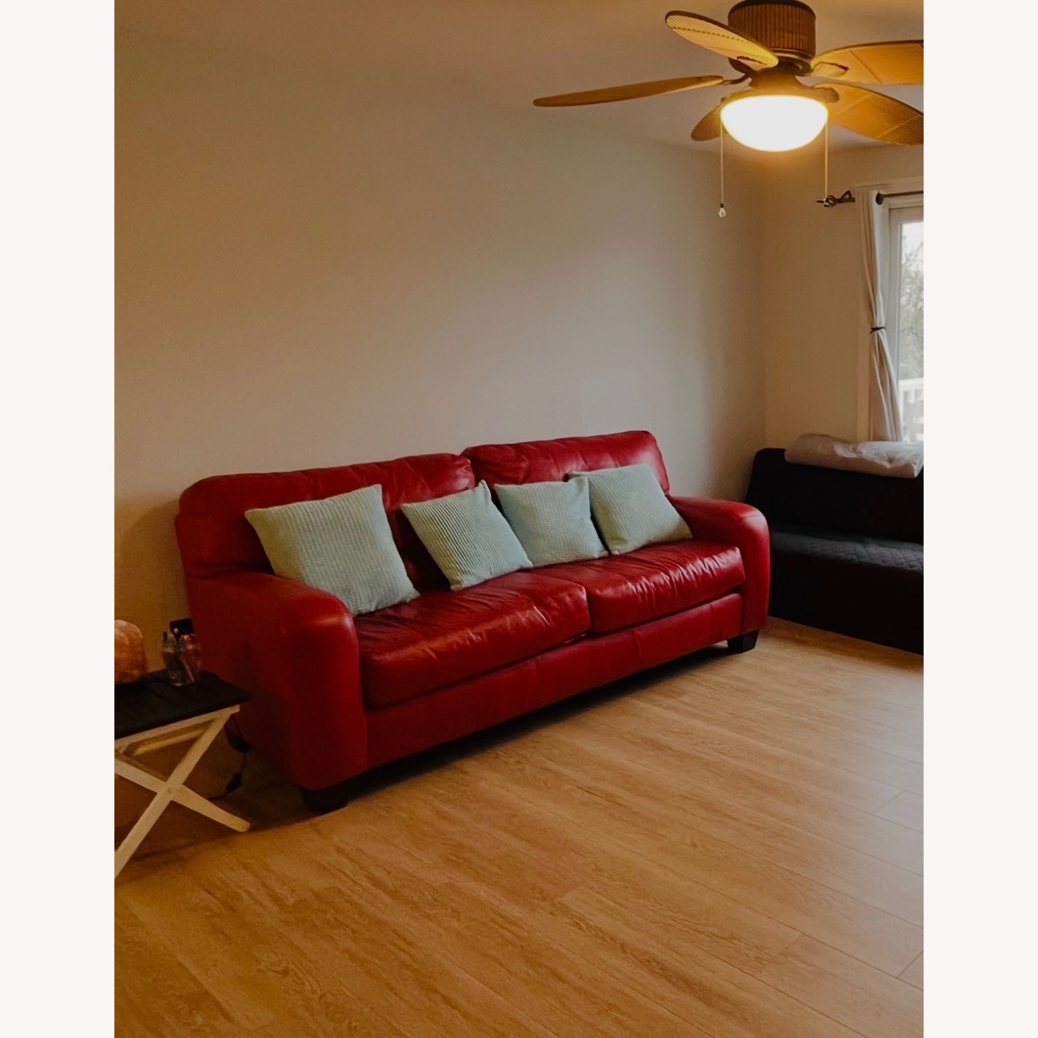 Vibrant Red Leather Sofa - image-5