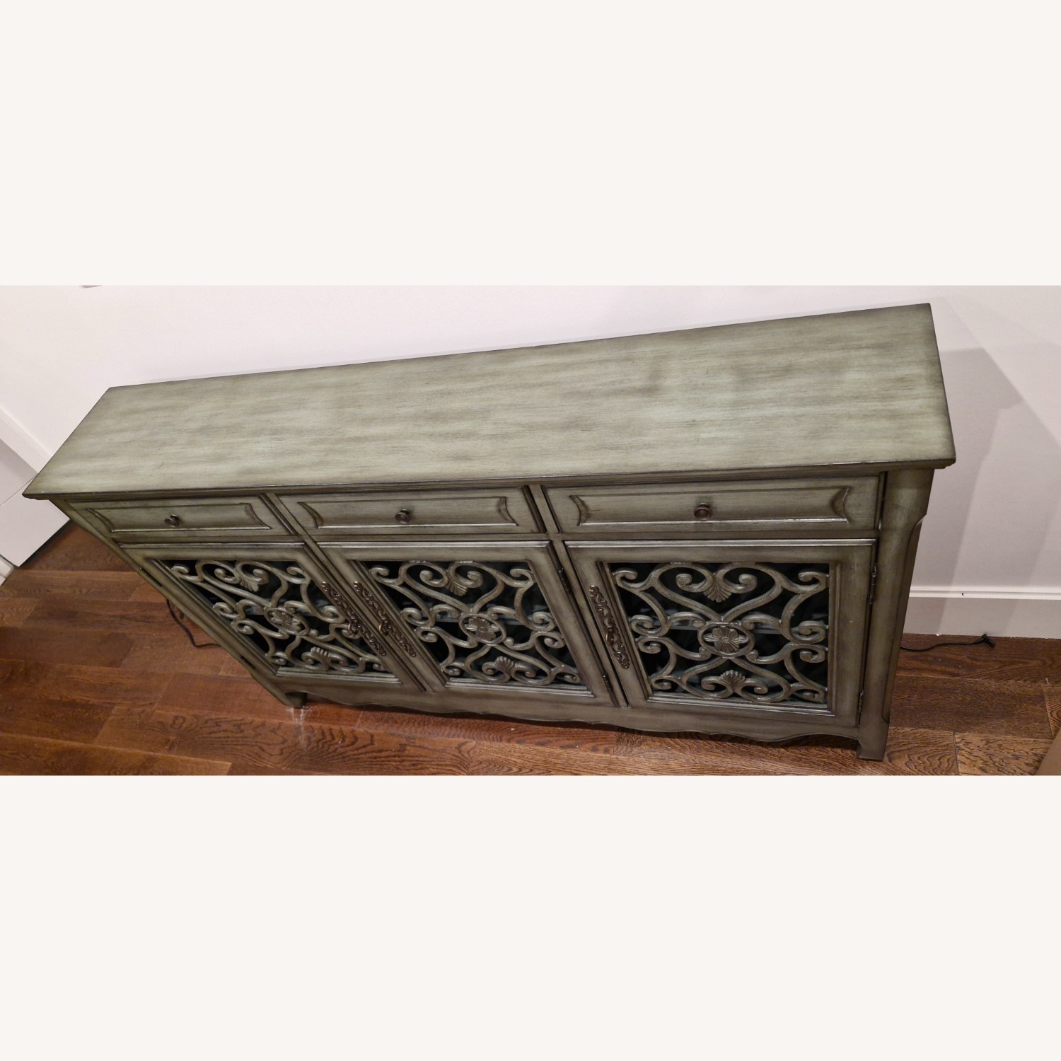 Raymour & Flanigan Sylvia Green Wood Credenza - image-1