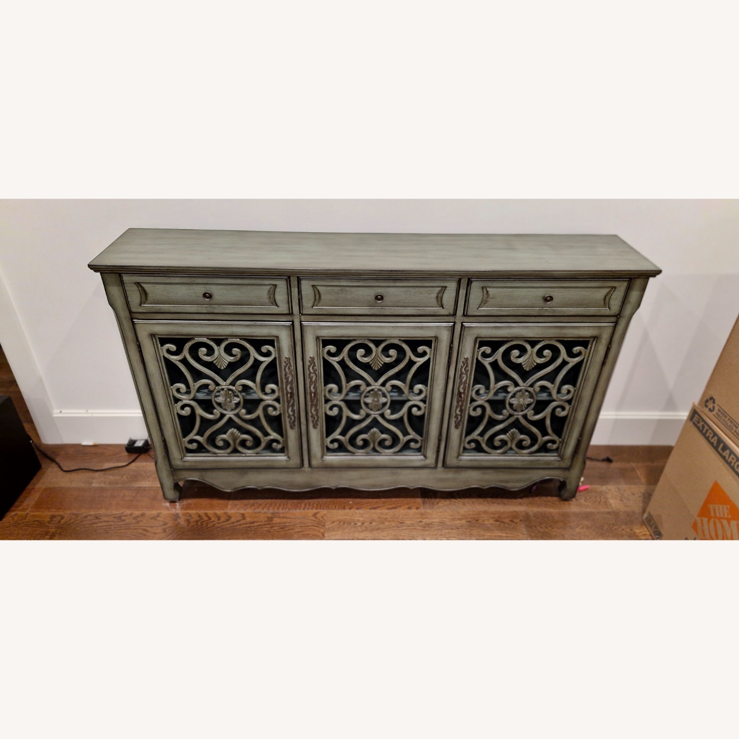 Raymour & Flanigan Sylvia Green Wood Credenza - image-4