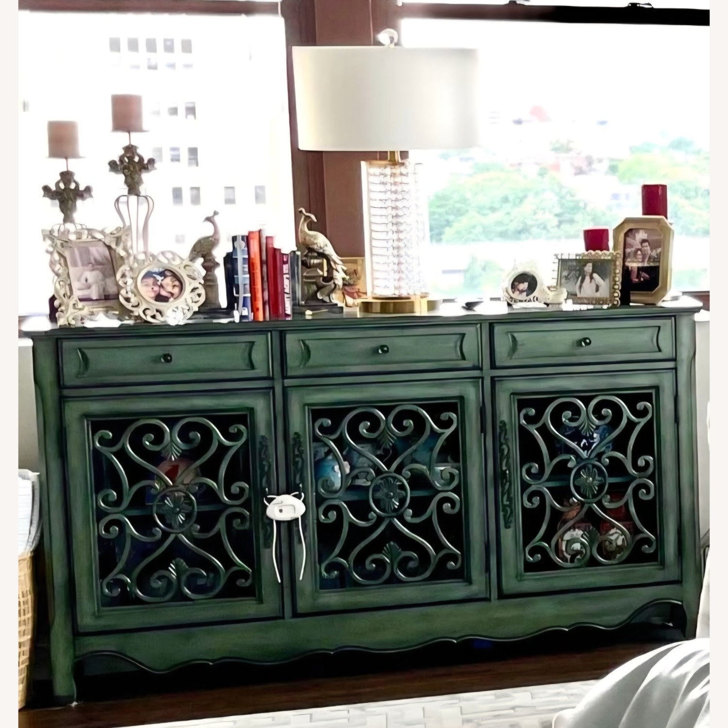 Raymour & Flanigan Sylvia Green Wood Credenza - image-5