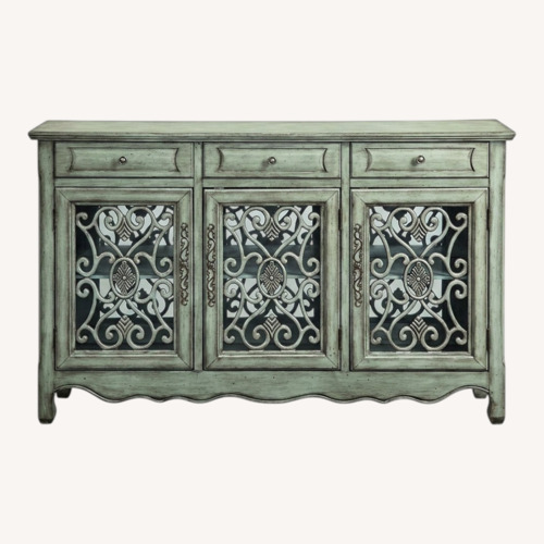 Used Raymour & Flanigan Sylvia Green Wood Credenza for sale on AptDeco