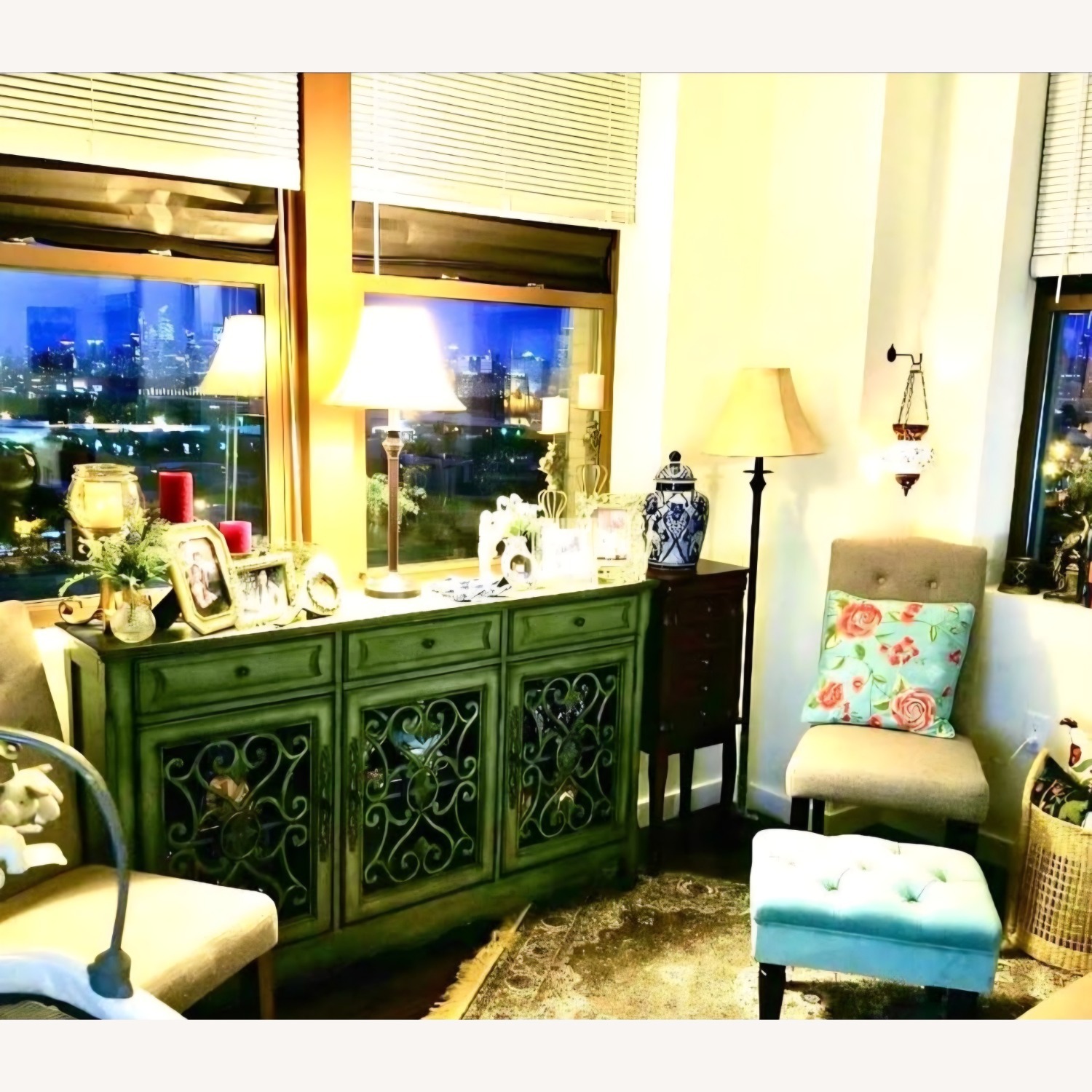Raymour & Flanigan Sylvia Green Wood Credenza - image-6