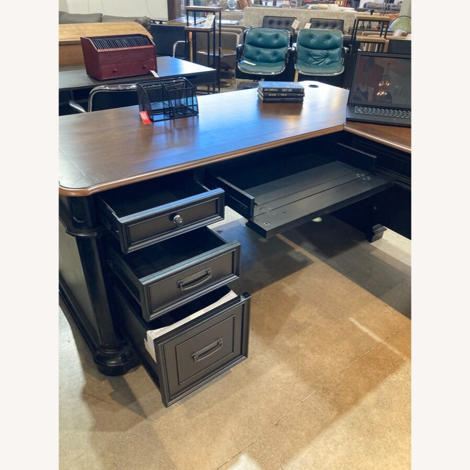 Roanoke Black L-Shape Desk - image-3