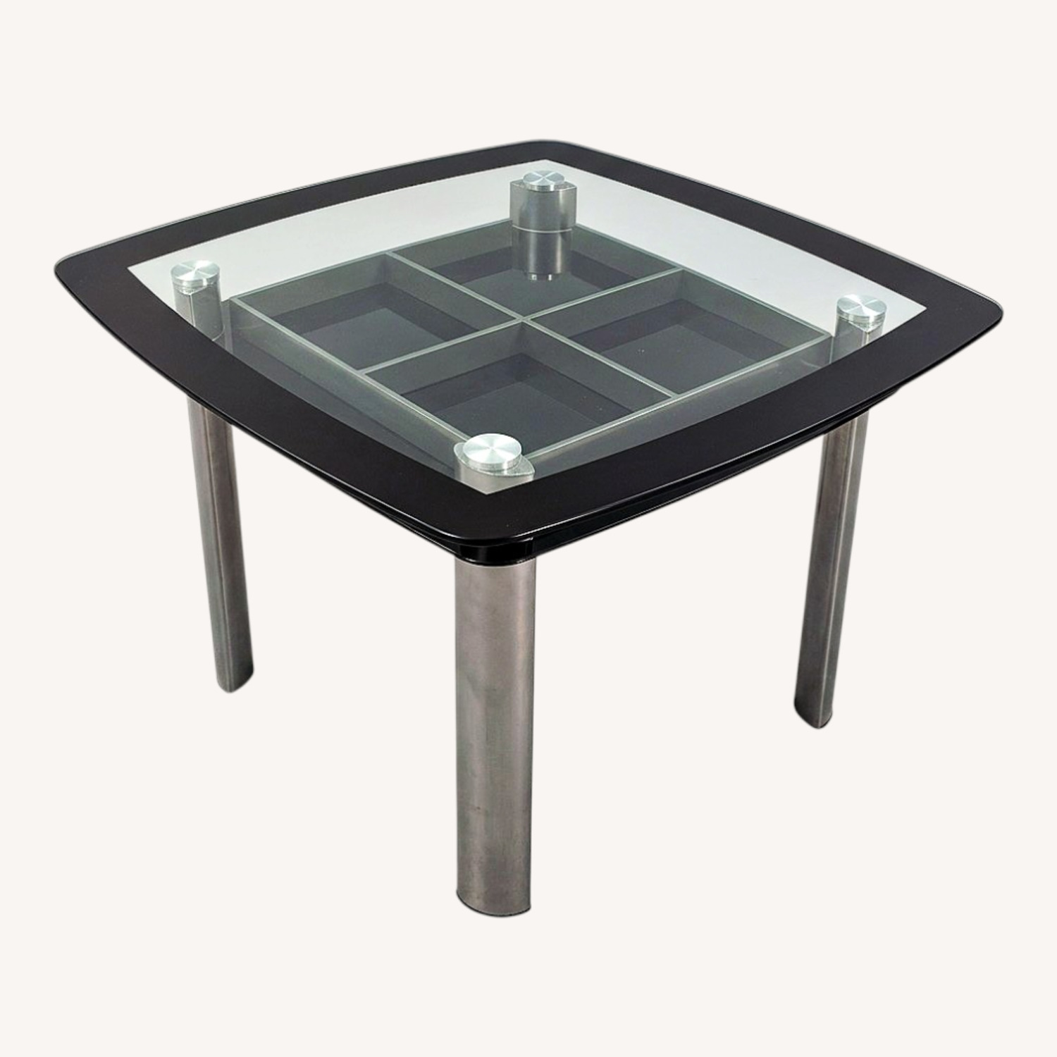 Modern Square Glass Dining Table - image-0