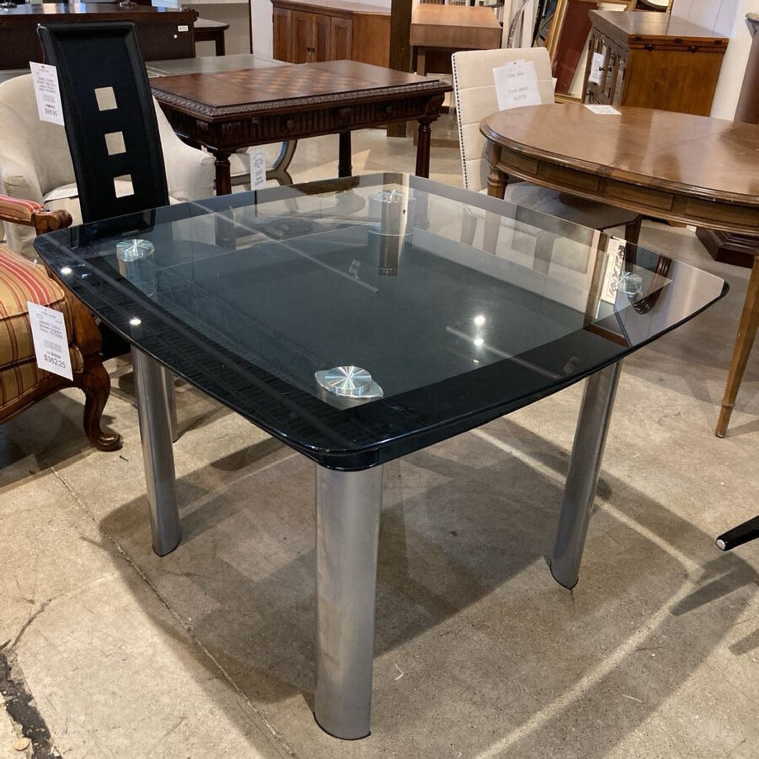 Modern Square Glass Dining Table - image-1