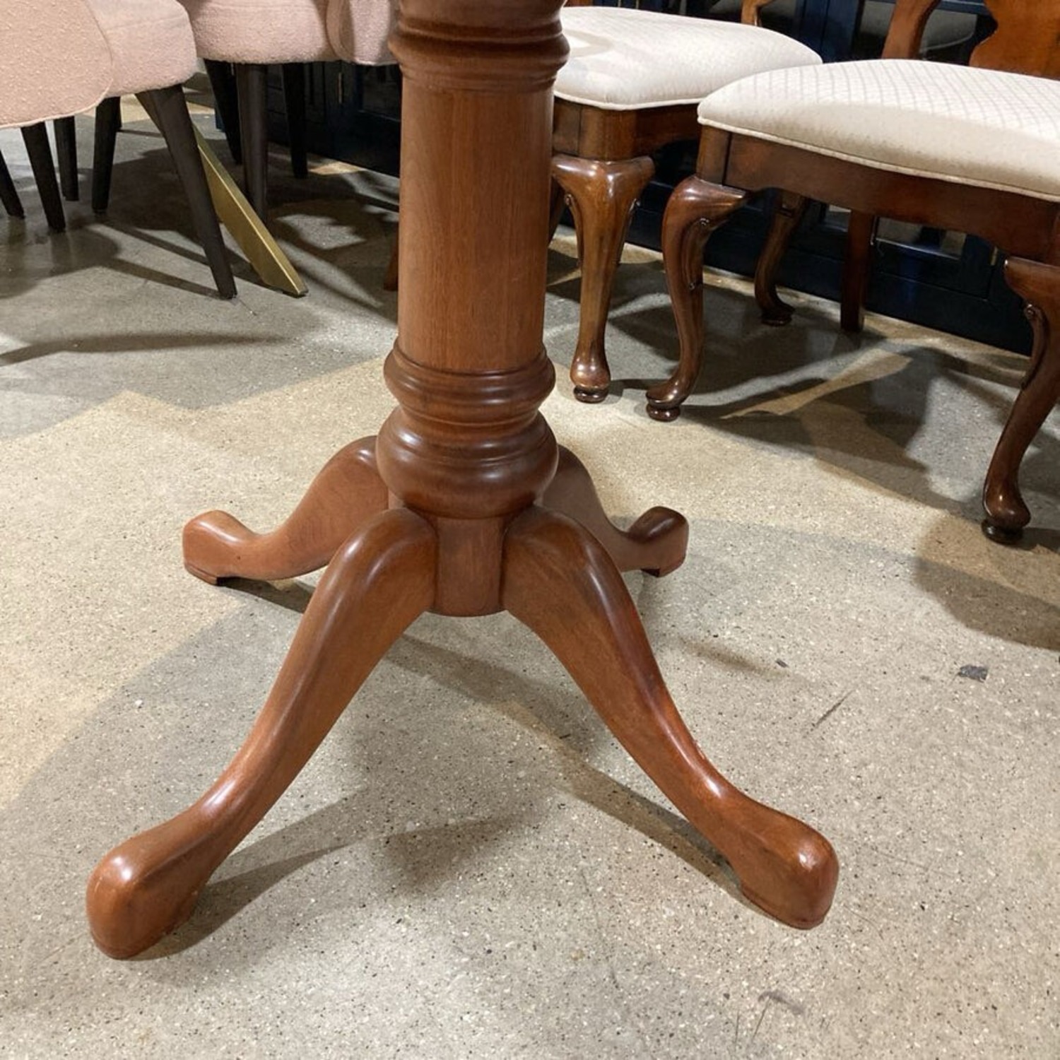 Round Solid Wood Glass Top Pedestal Dining Table - image-11