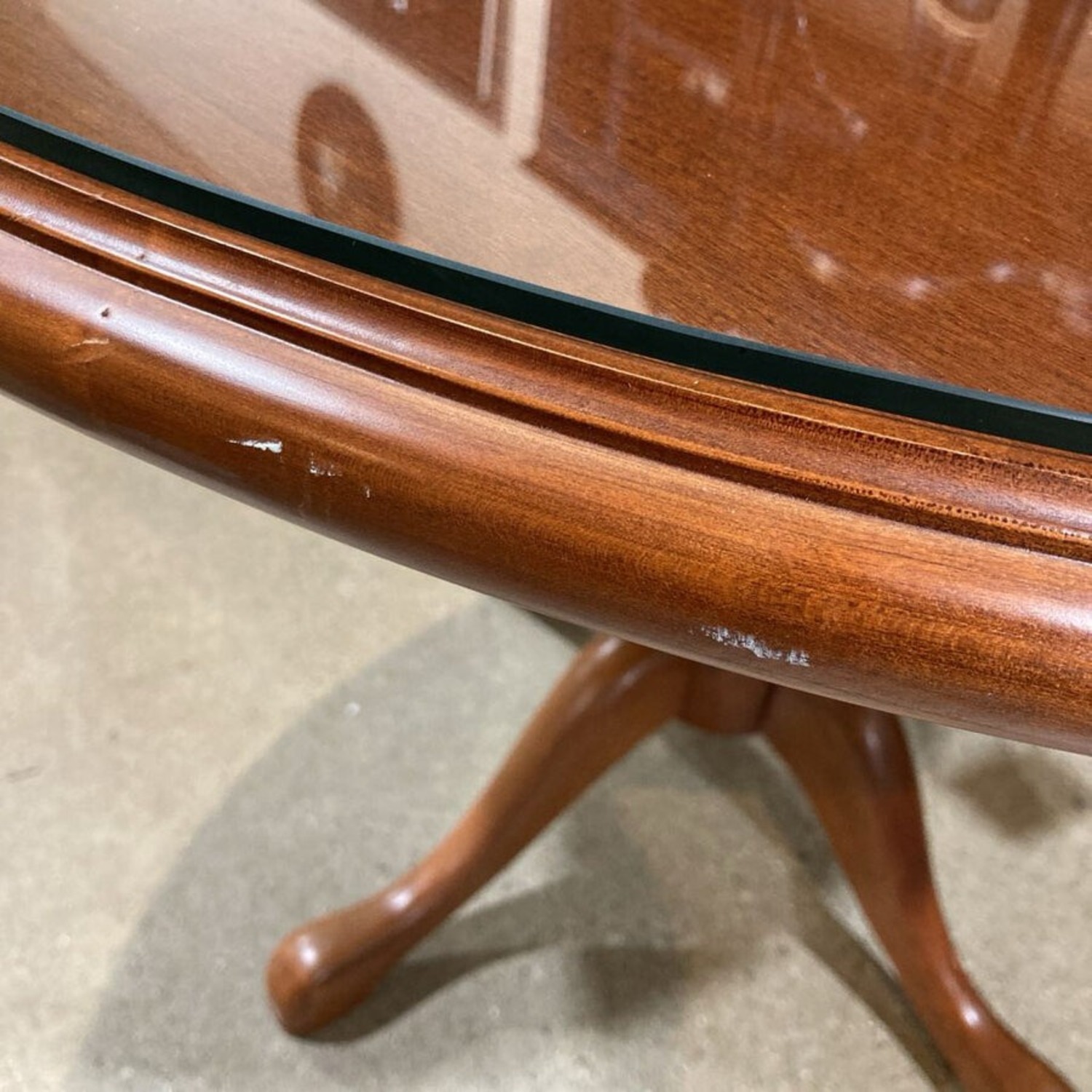 Round Solid Wood Glass Top Pedestal Dining Table - image-8