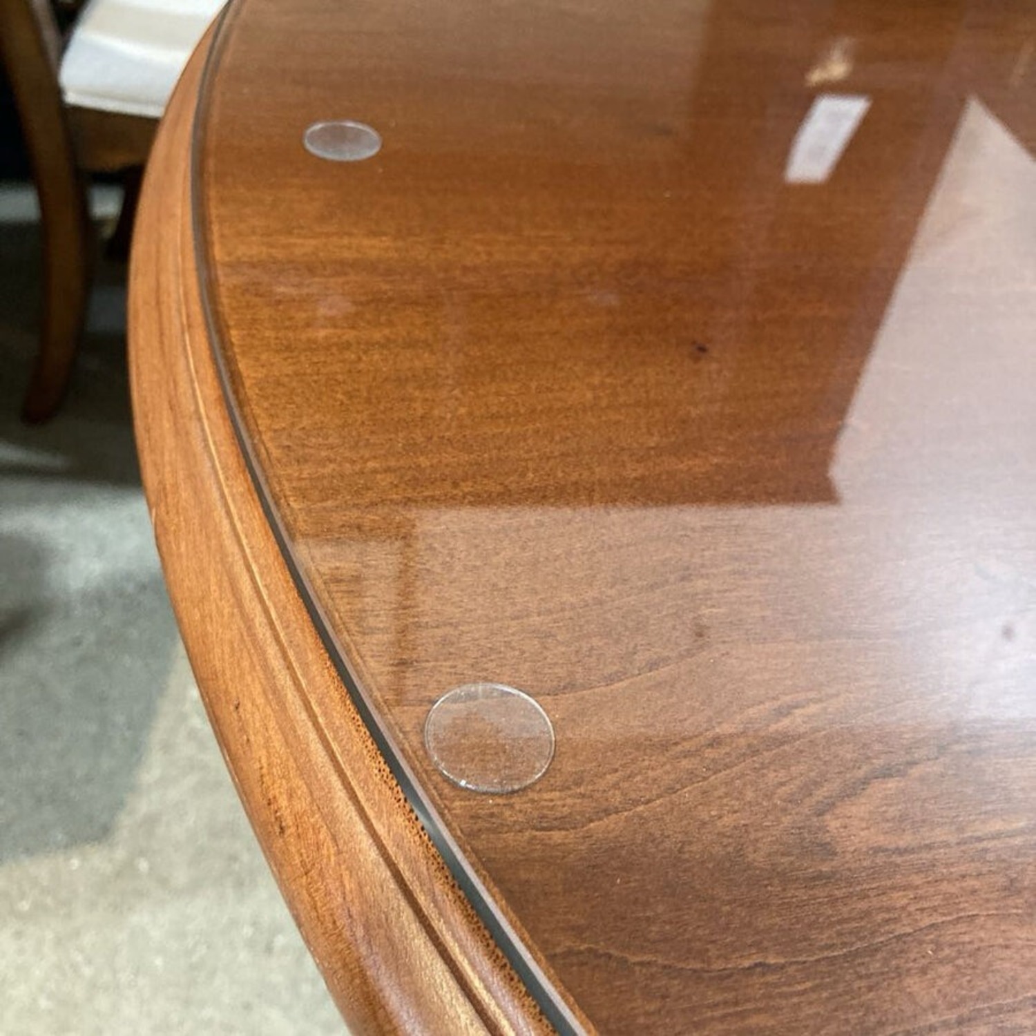 Round Solid Wood Glass Top Pedestal Dining Table - image-6