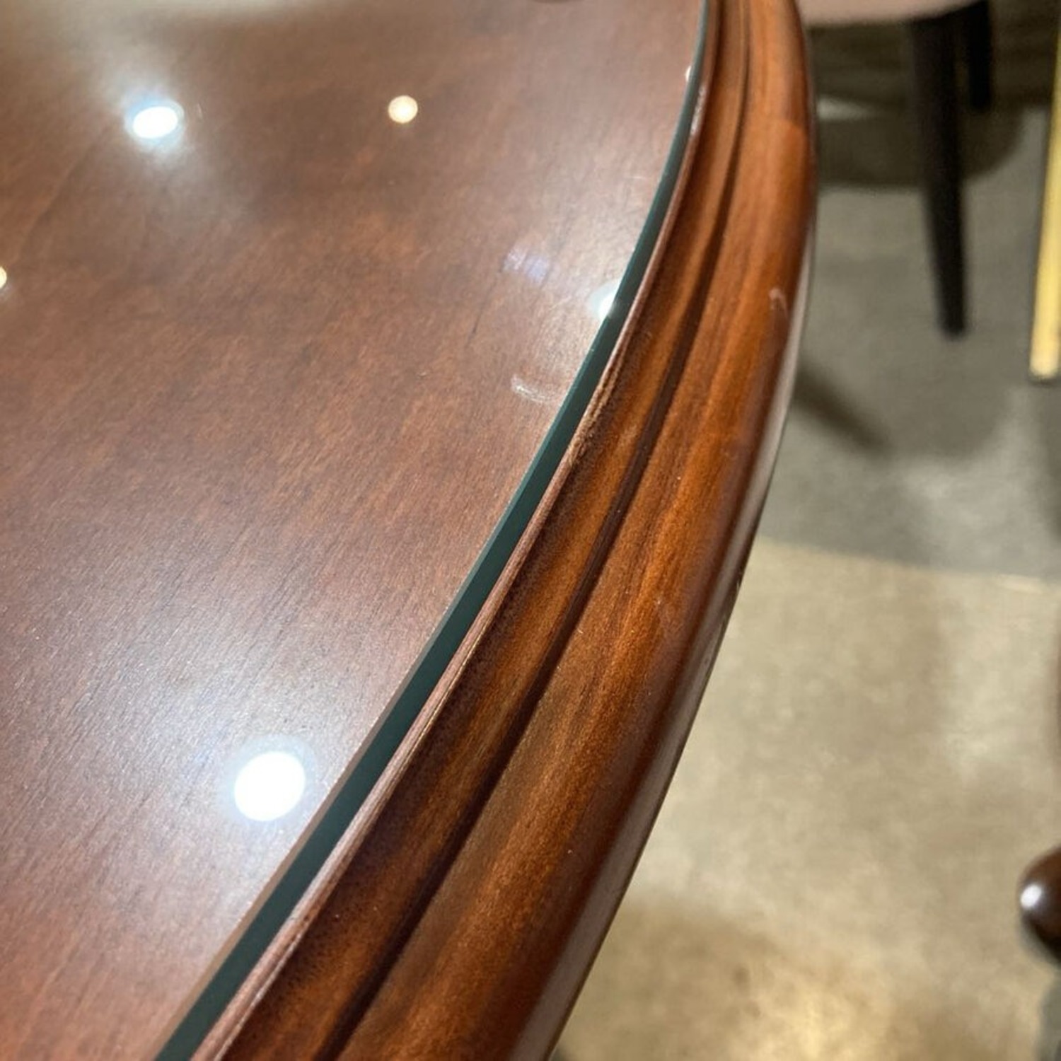 Round Solid Wood Glass Top Pedestal Dining Table - image-13