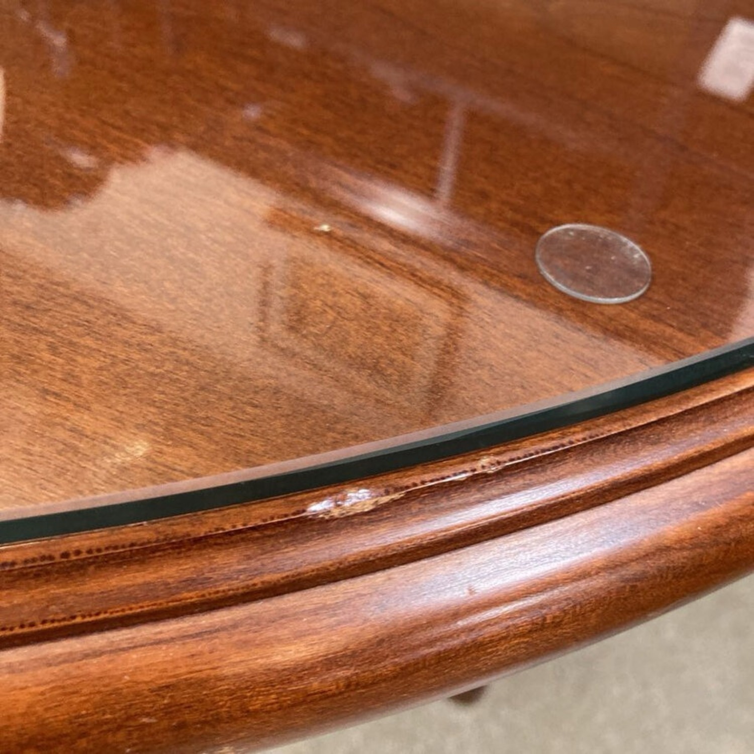 Round Solid Wood Glass Top Pedestal Dining Table - image-9