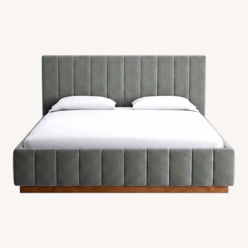 Used CB2 Forte Queen Bed Dark Gray Velvet for sale on AptDeco