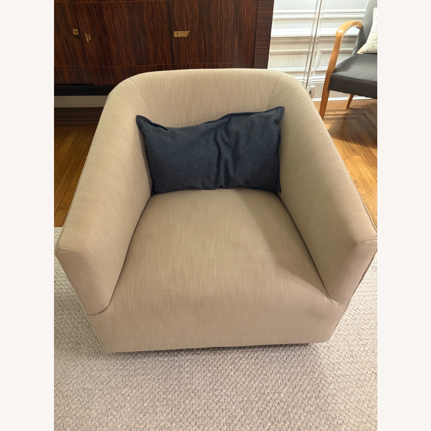 Restoration Hardware Linen Swivel Armchair - image-0