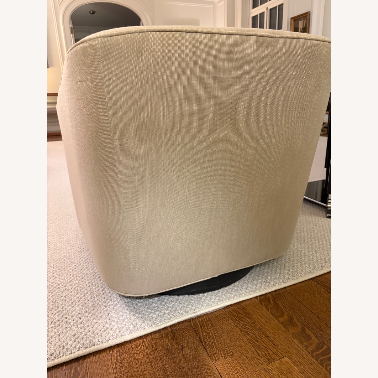 Restoration Hardware Linen Swivel Armchair - image-3