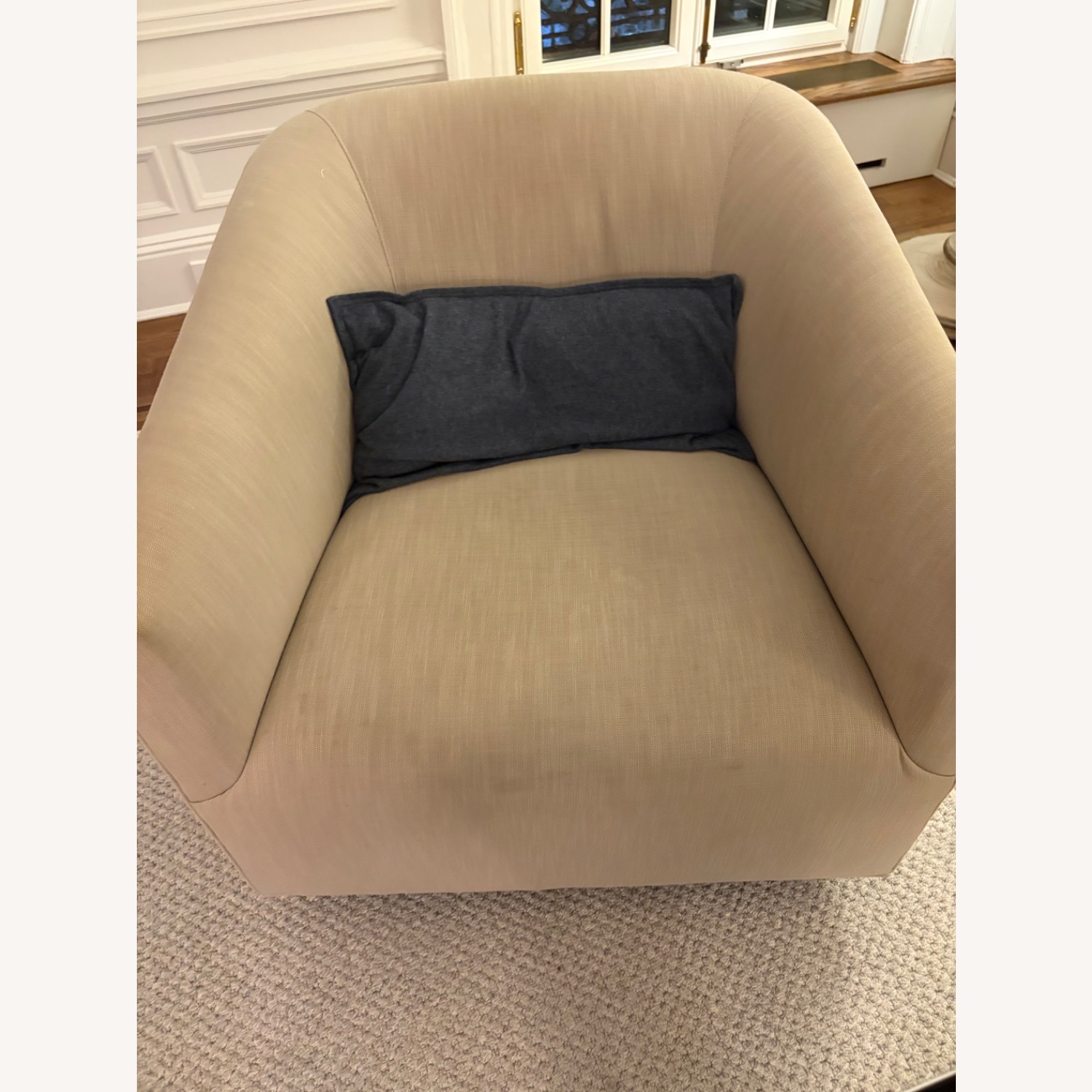 Restoration Hardware Linen Swivel Armchair - image-1