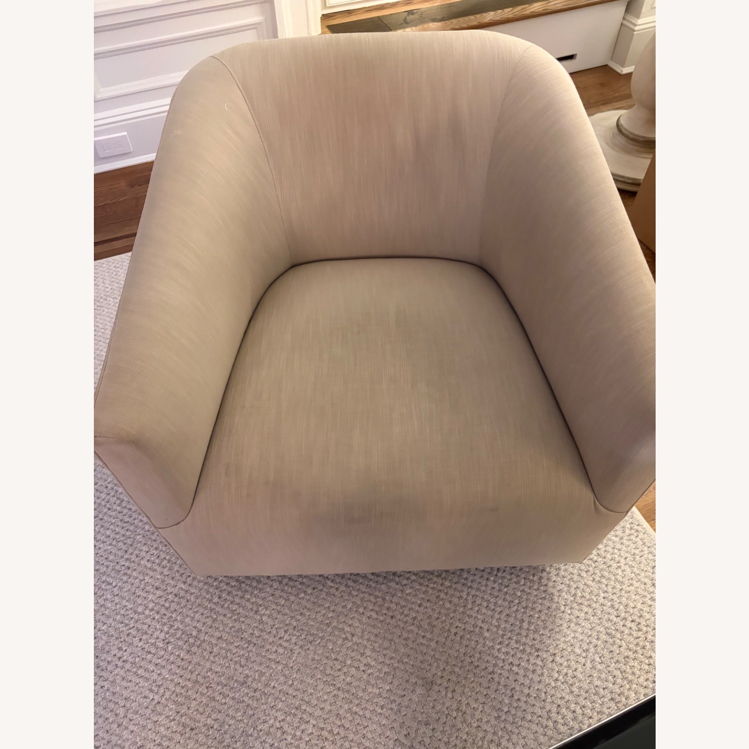 Restoration Hardware Linen Swivel Armchair - image-4