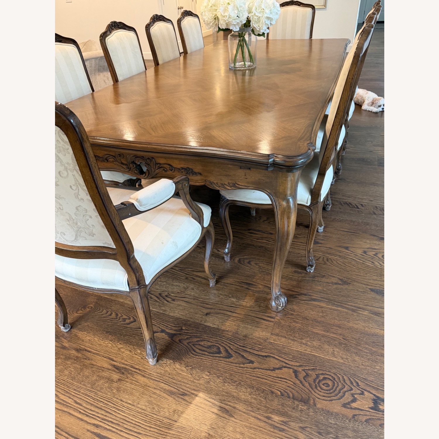 Antique Dark Brown Wood Dining Table - image-3