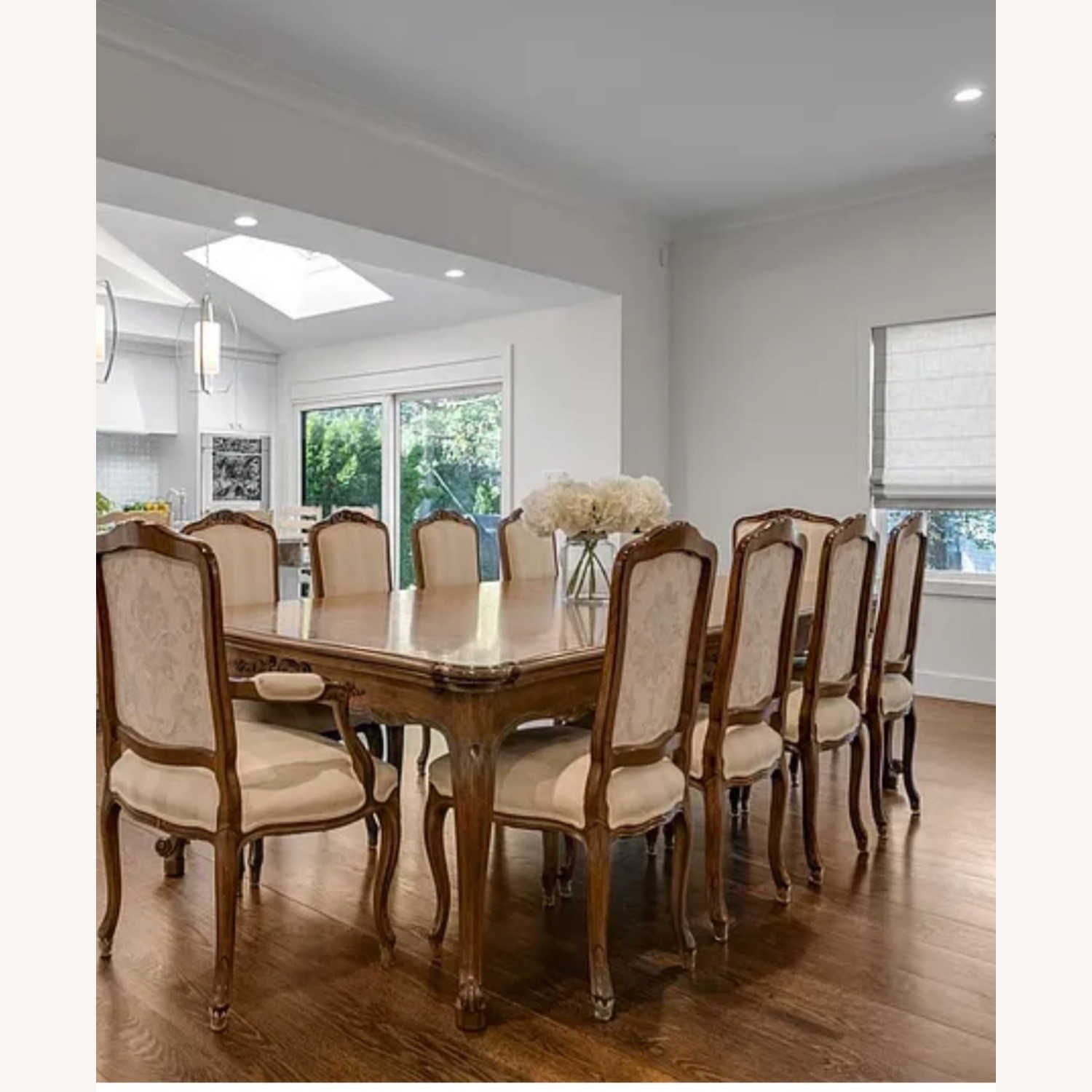 Antique Dark Brown Wood Dining Table - image-8