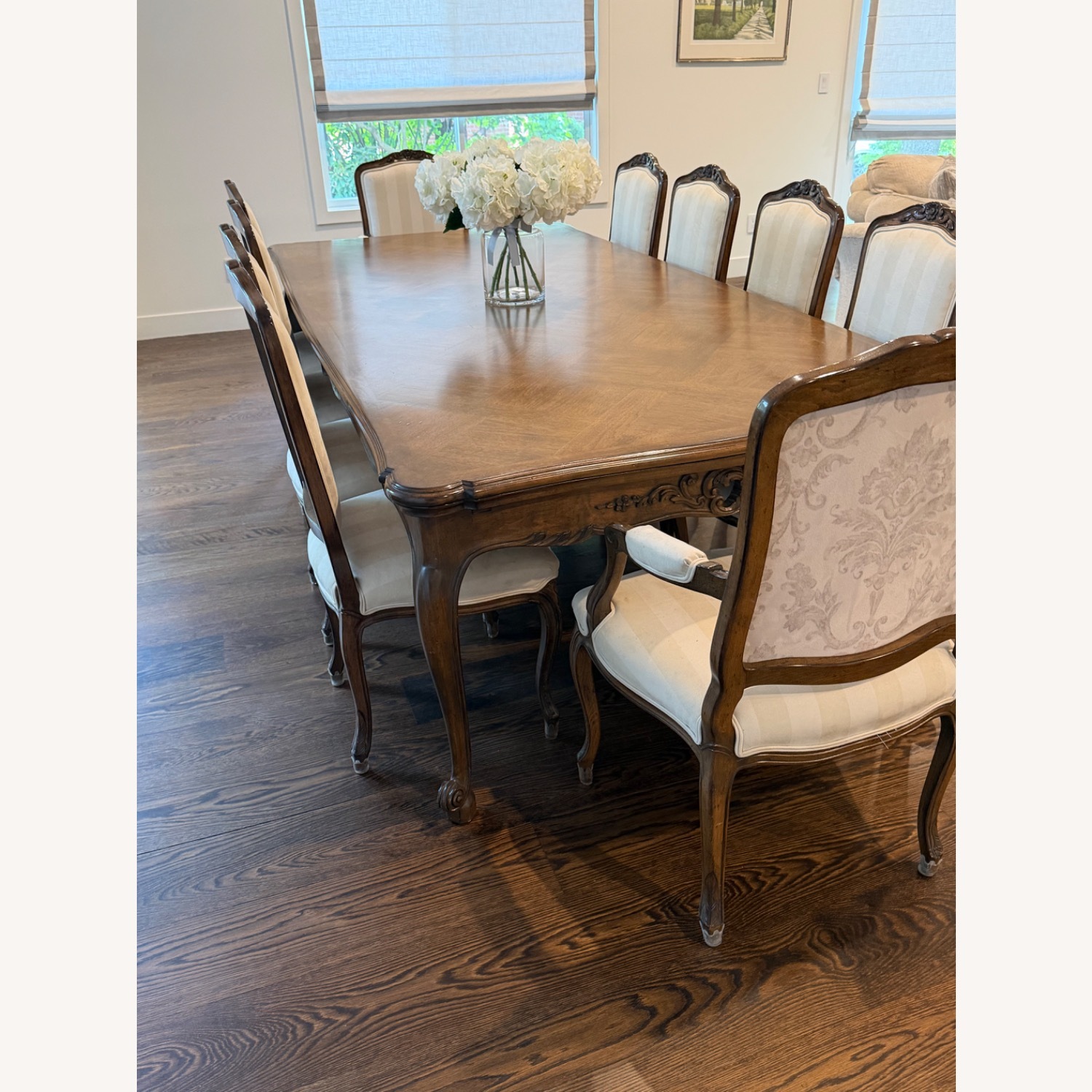 Antique Dark Brown Wood Dining Table - image-6