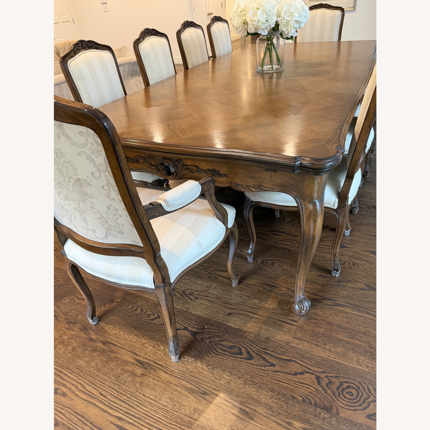 Antique Dark Brown Wood Dining Table - image-4