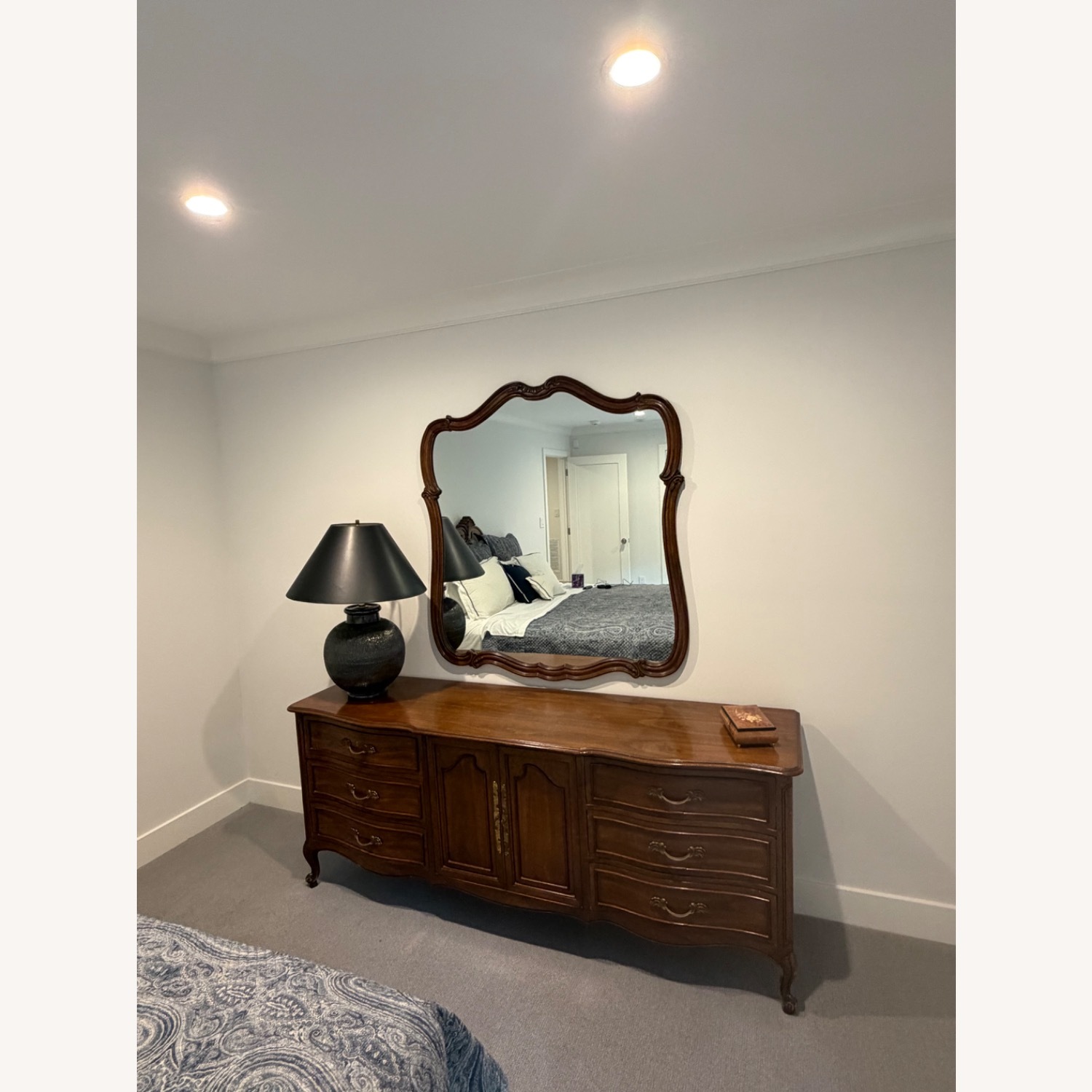 Antique Dark Brown Wood Dresser - image-7