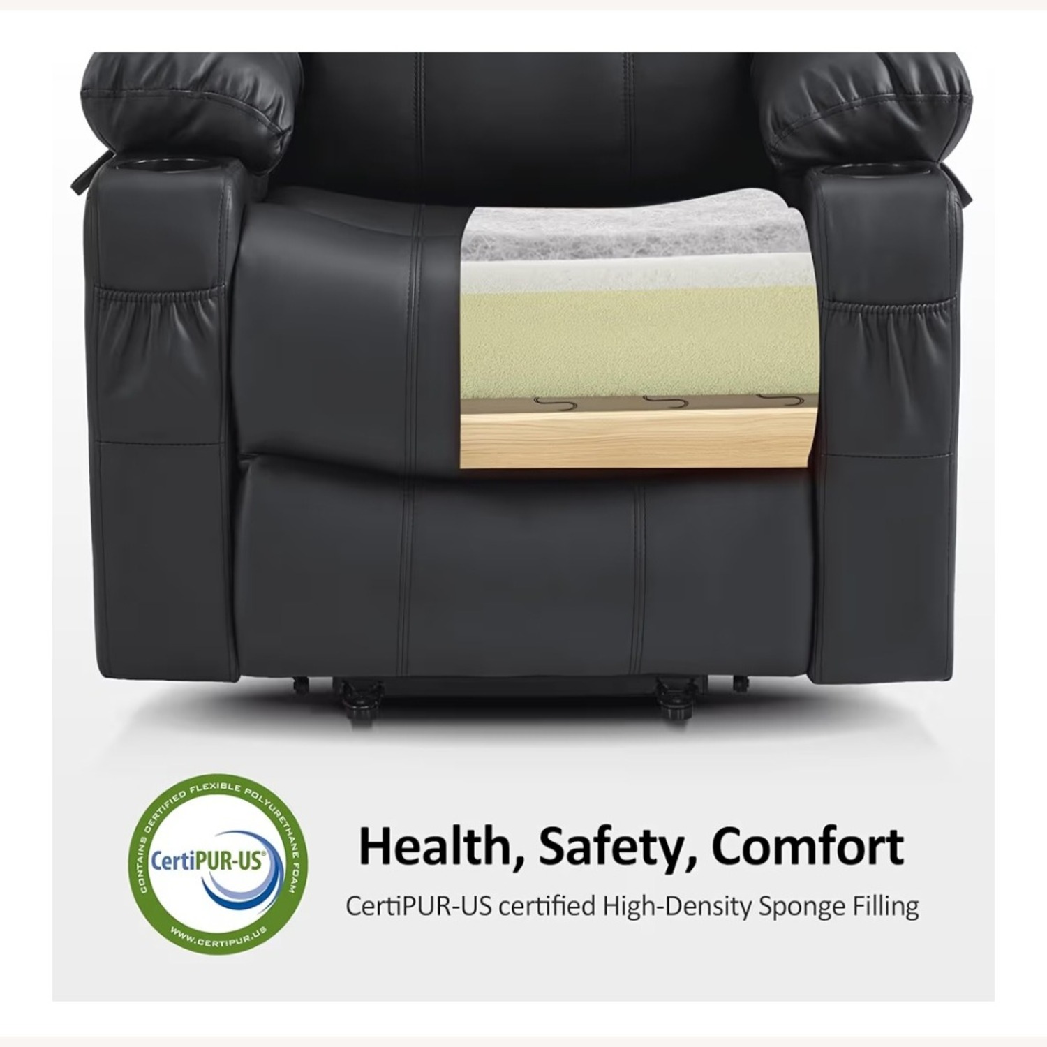 Amazon Black Faux Leather Recliner Lift Chair with Heat and Massage - image-5