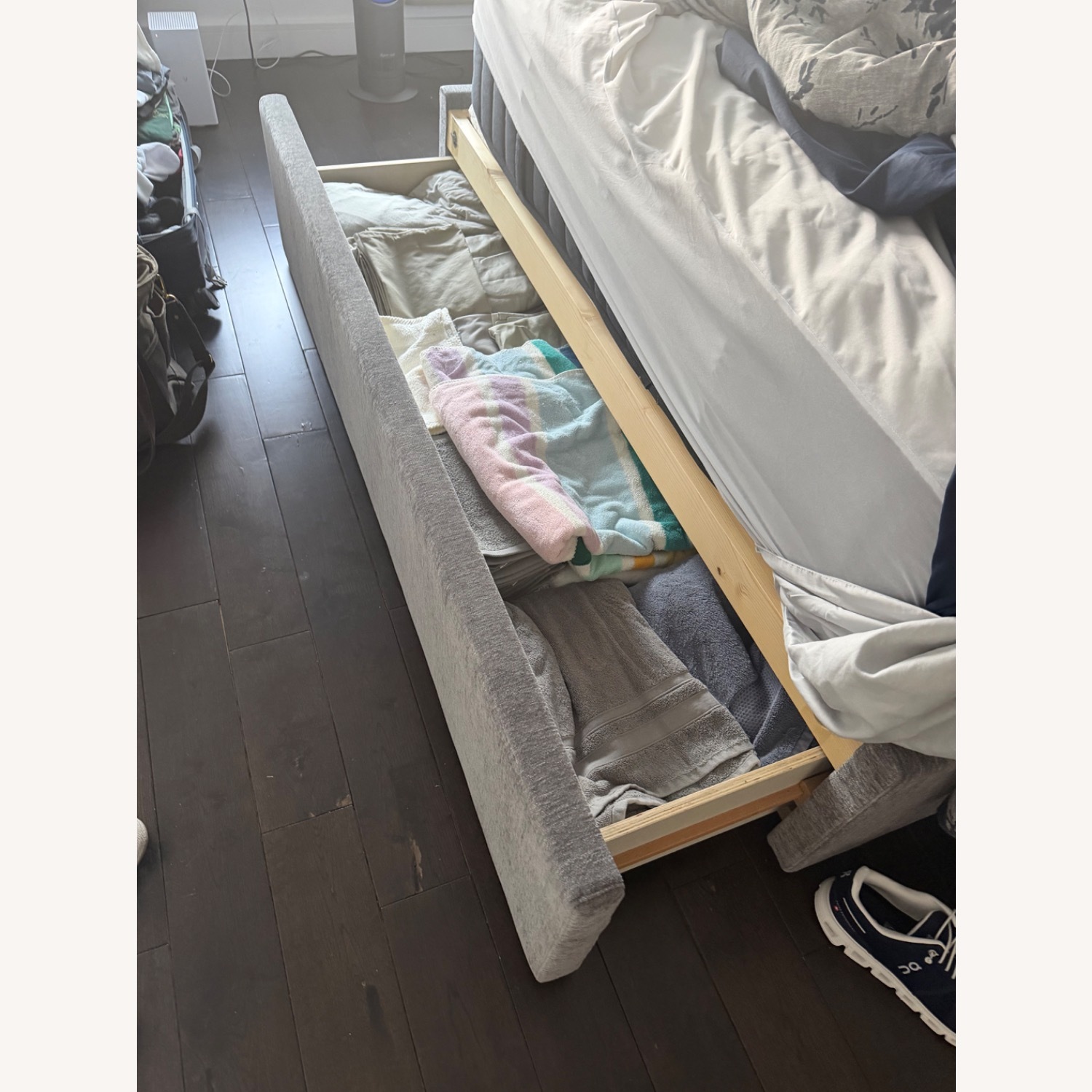 Crate & Barrel Danielle Dark Gray Fabric Queen Bed - image-6