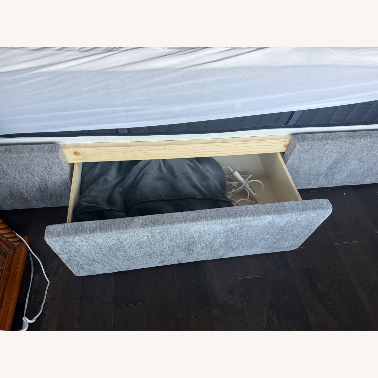 Crate & Barrel Danielle Dark Gray Fabric Queen Bed - image-5