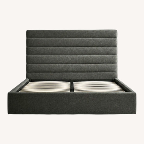 Used Crate & Barrel Danielle Dark Gray Fabric Queen Bed for sale on AptDeco