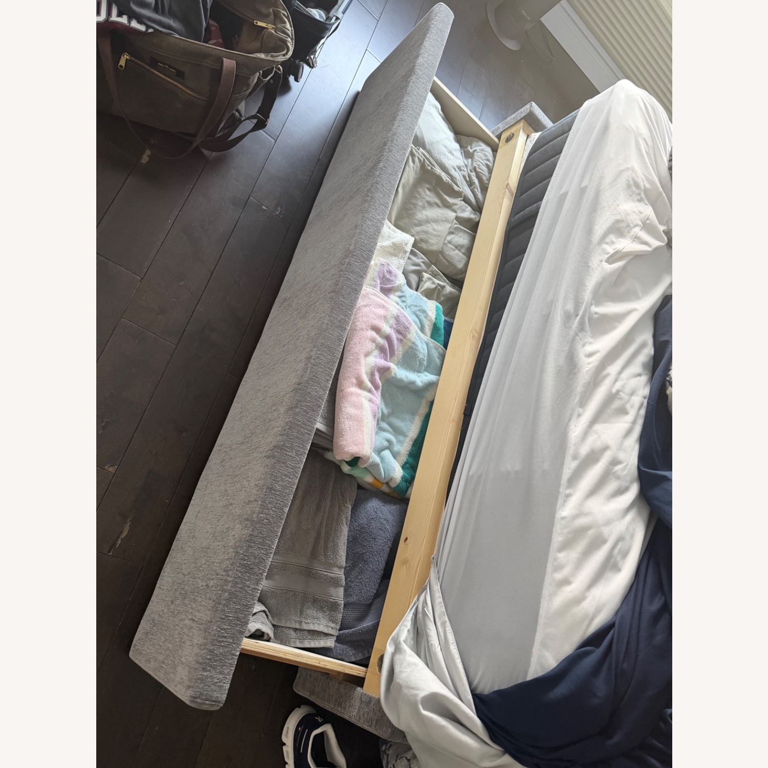 Crate & Barrel Danielle Dark Gray Fabric Queen Bed - image-4