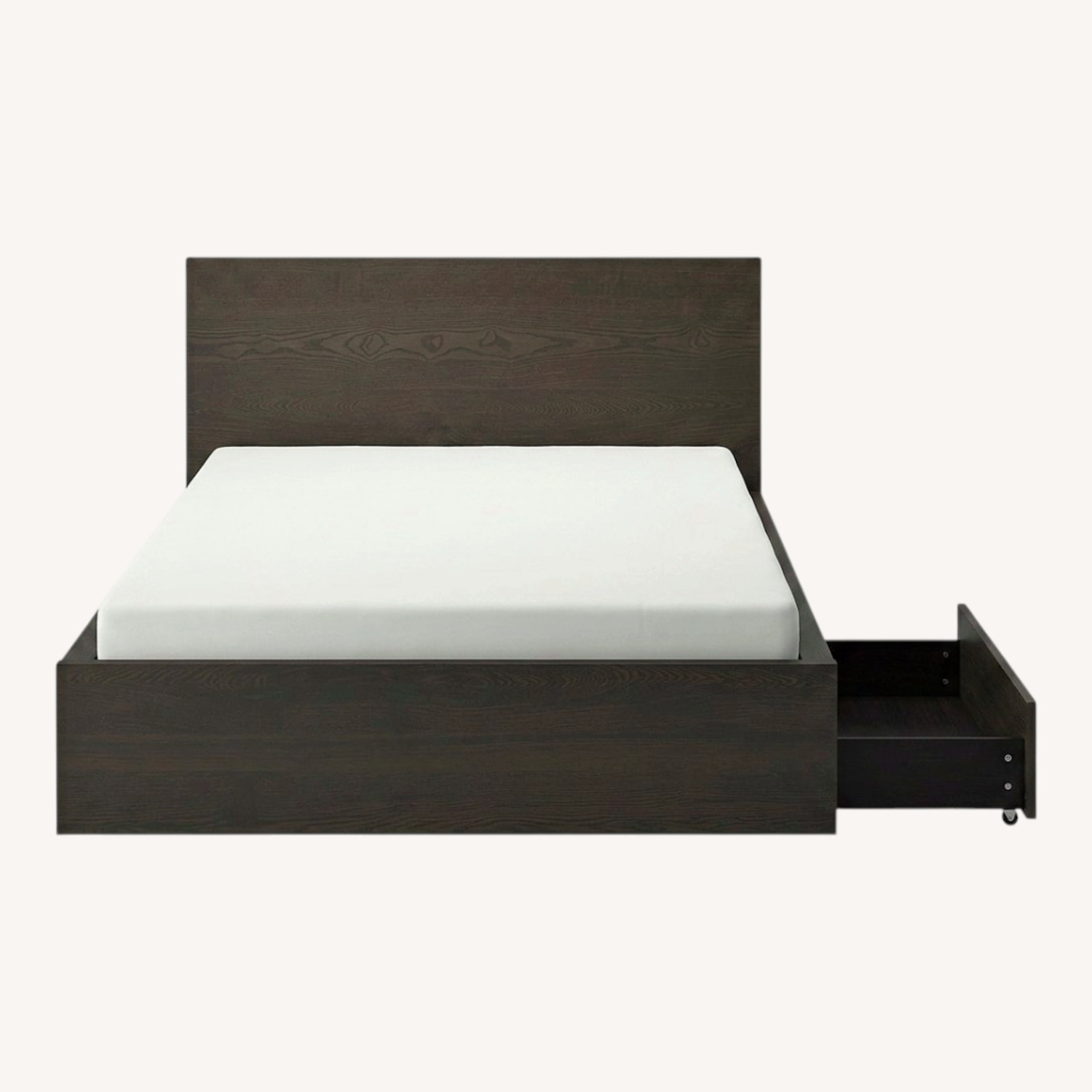 IKEA MALM Dark Brown Wood Queen Bed - image-0