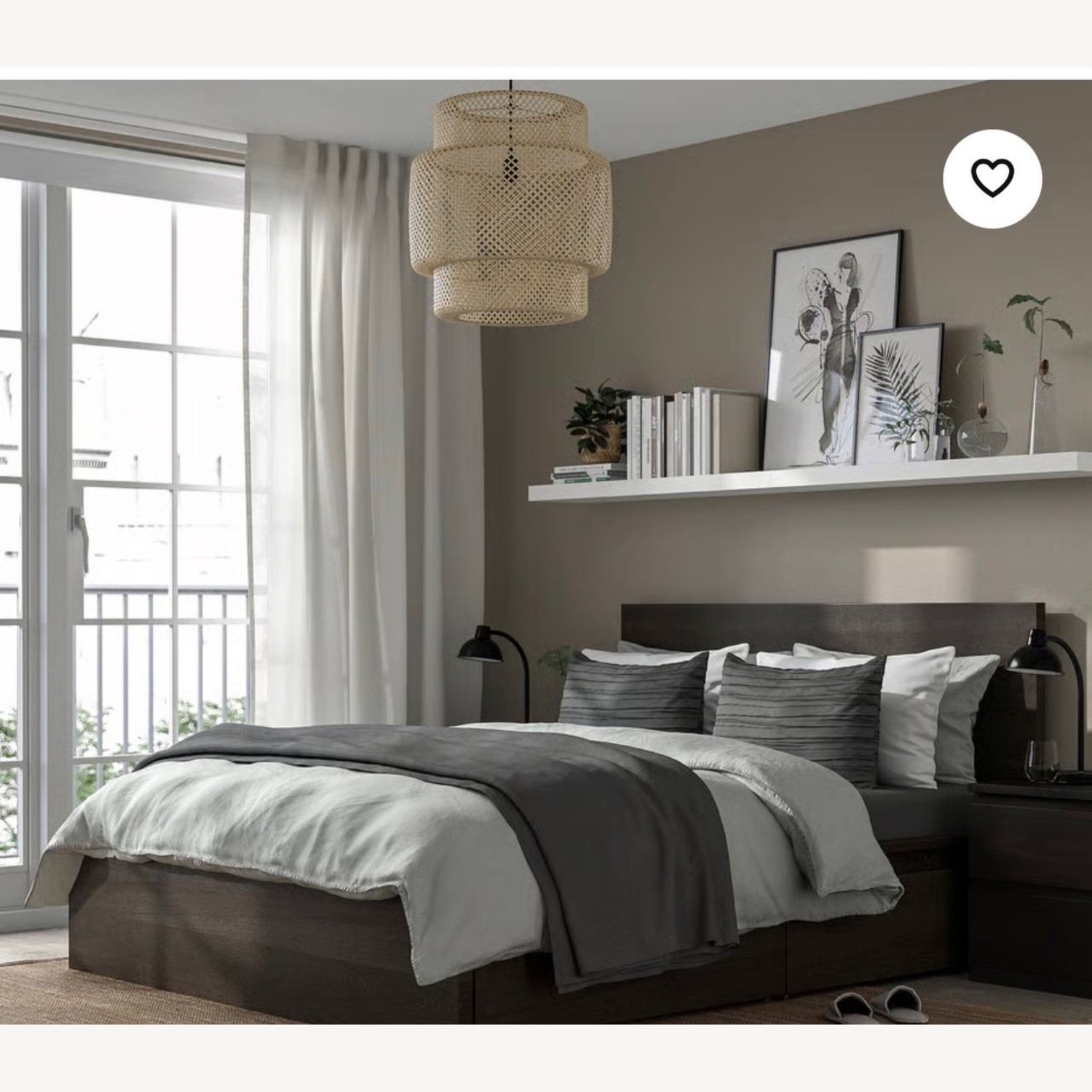 IKEA MALM Dark Brown Wood Queen Bed - image-2