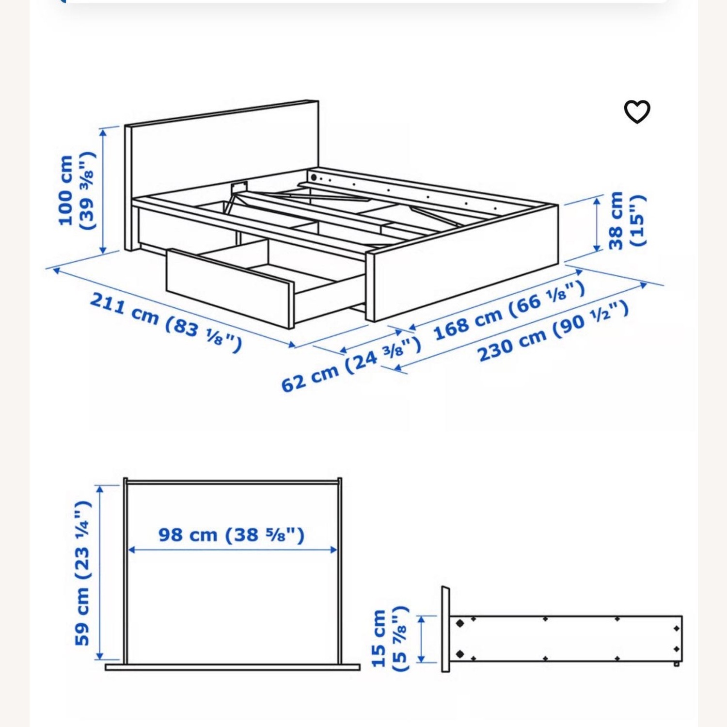 IKEA MALM Dark Brown Wood Queen Bed - image-3