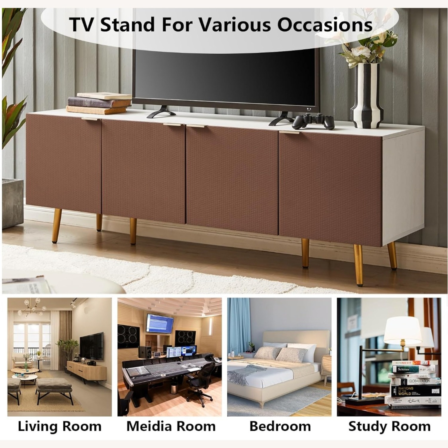 Amazon Dark Brown Wood Media Storage - image-7