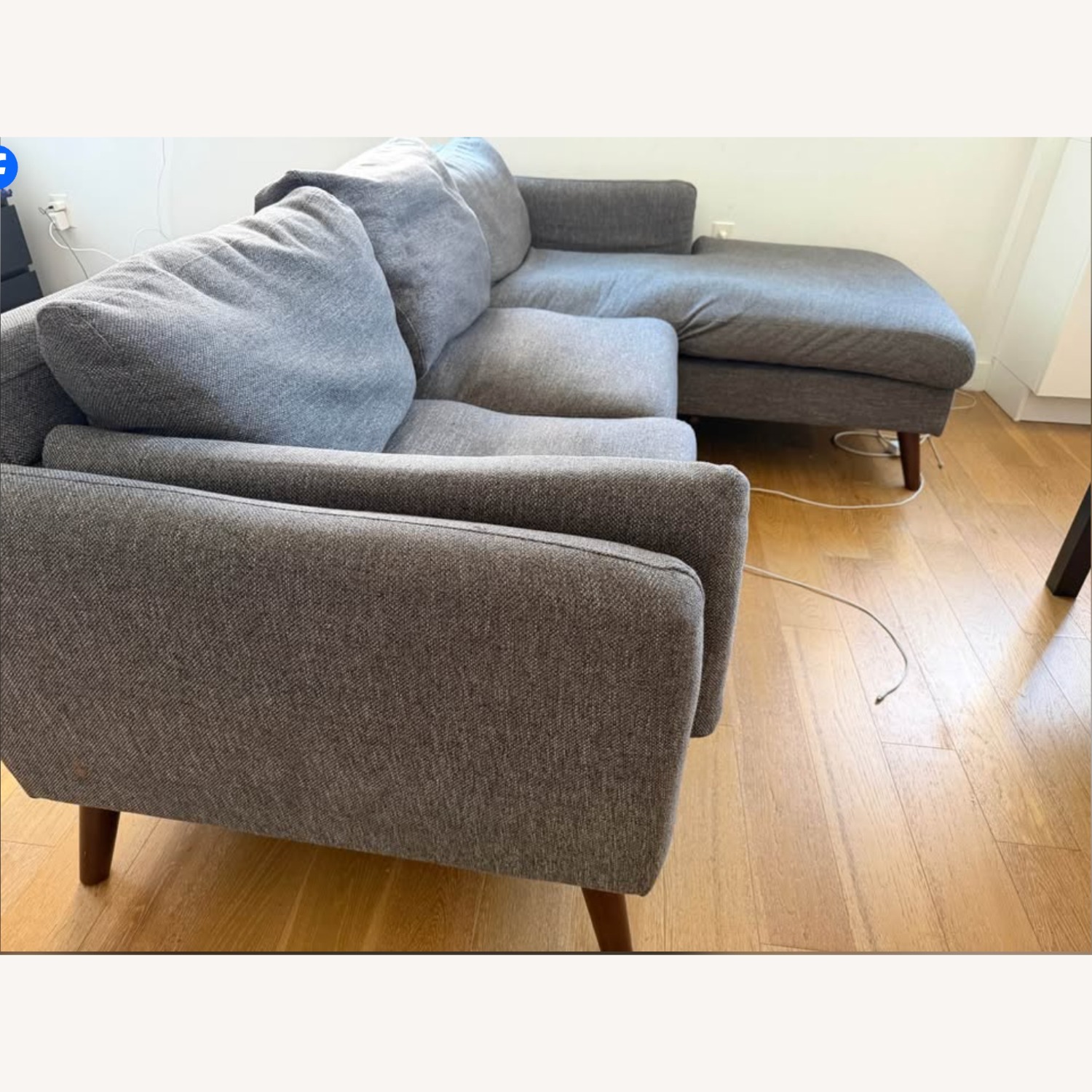 Gray Fabric 2 Piece Sectional - image-2