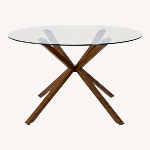 Used Wayfair Adella Dark Brown Glass Dining Table for sale on AptDeco