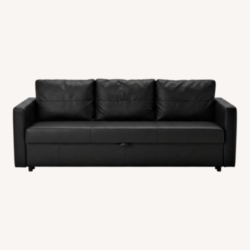 Used IKEA Friheten Black Faux Leather 3+ Seater Sofa for sale on AptDeco