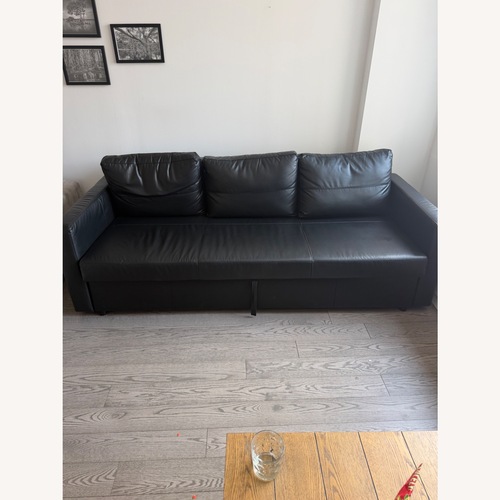 Used IKEA Friheten Black Faux Leather 3+ Seater Sofa for sale on AptDeco