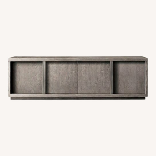 Used Restoration Hardware Bezier 4-Door Media Console in Grey Oak with Pewter for sale on AptDeco
