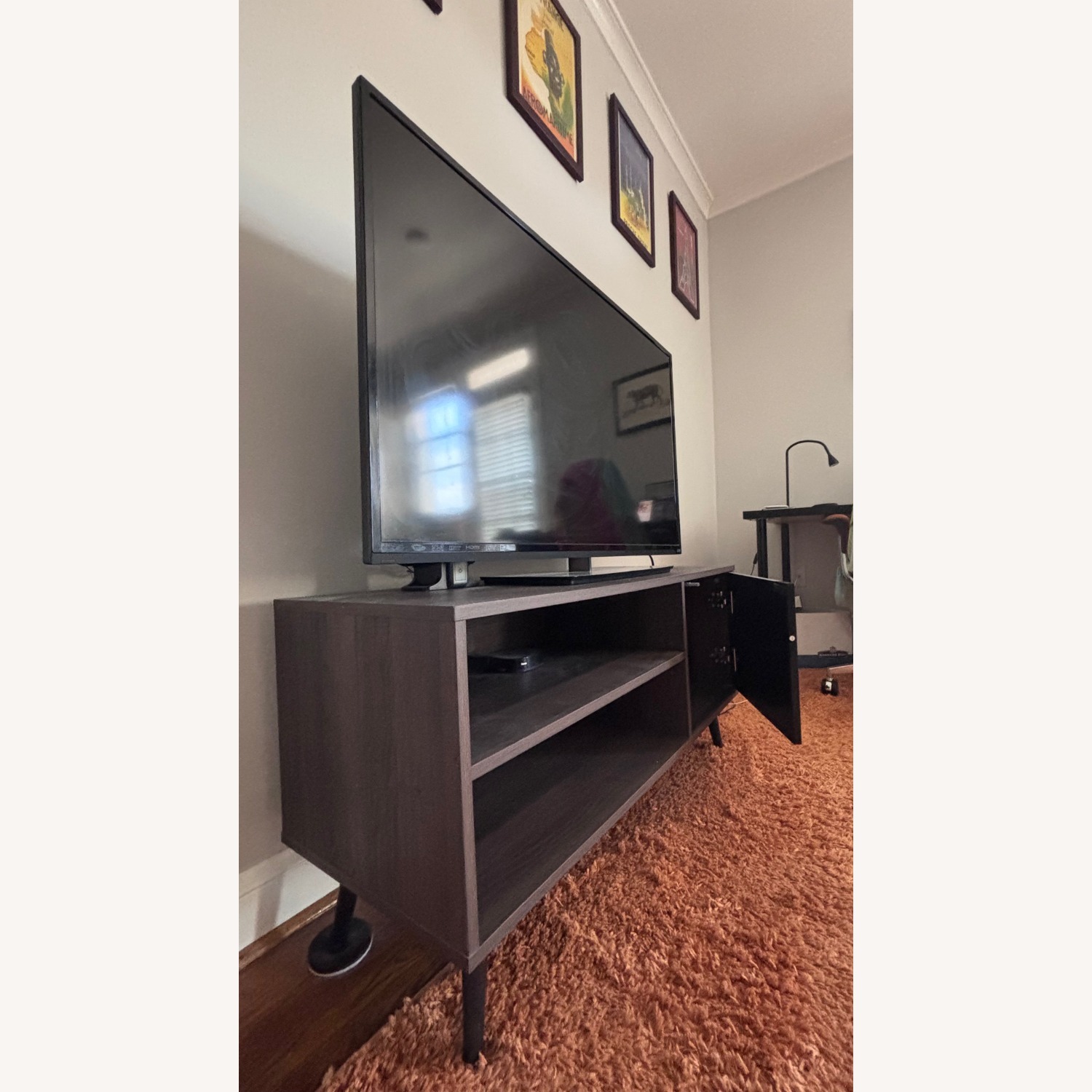 Dark Brown Wood Media Storage - image-3