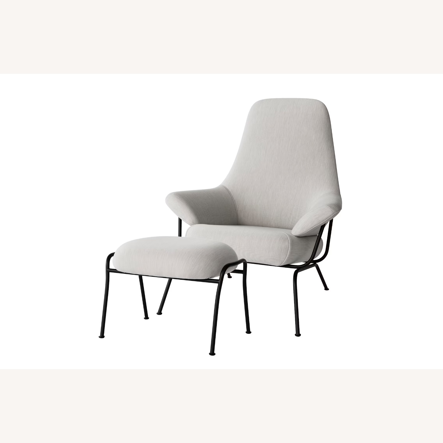 Hem White Armchair With Ottoman - image-6